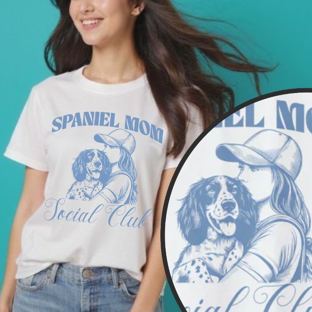 T-shirt Anglais Springer Spaniel Chien Maman Social Club F (English Springer Spaniel Dog Mom Social Club Women T-Shirt.)