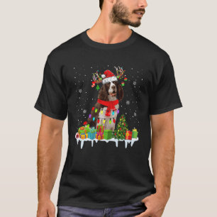 T-shirt Anglais Springer Spaniel Christmas Lights Père Noë