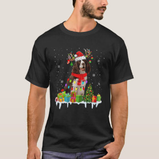 T-shirt Anglais Springer Spaniel Christmas Lights Père Noë