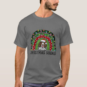 T-shirt Anglais Springer Spaniel Dog Tree lumières de Noël