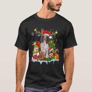 T-shirt Anglais Springer Spaniel Reindee lumières de Noël