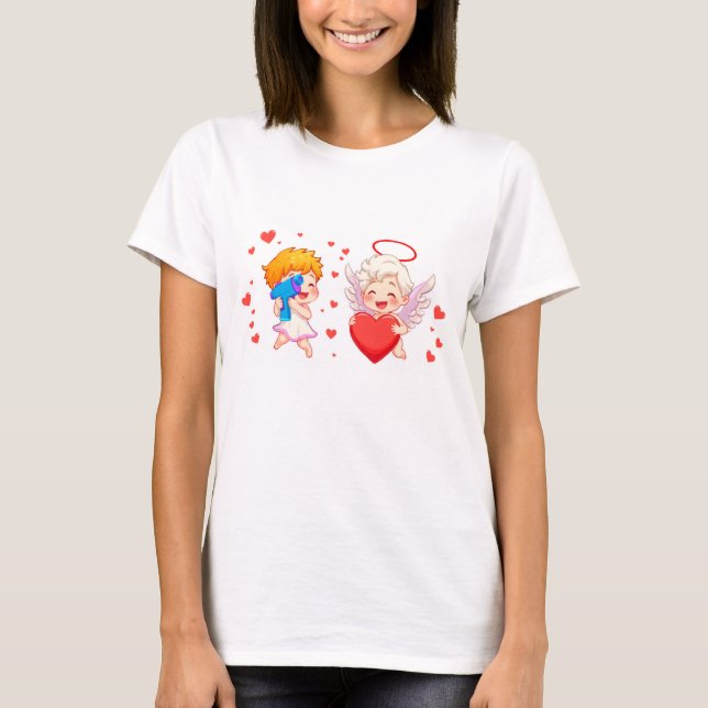 T-shirt Angles mignons et jouant pour vous mon amour 👼 ❤️ (Devant)