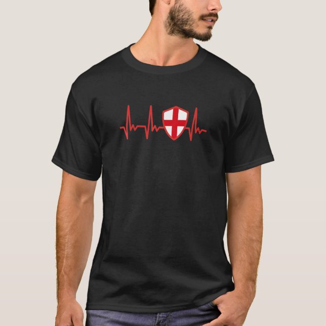 T-shirt Angleterre Anglais Drapeau Heartbeat Fier (Devant)