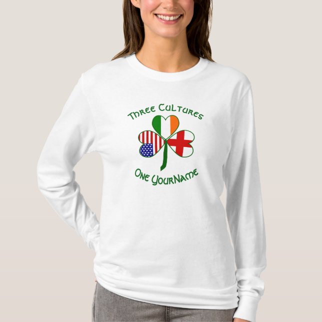 T-shirt Angleterre Irlande États-Unis Trèfle Drapeau Perso (Devant)