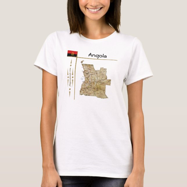 T-Shirt Angola Carte + Drapeau + Titre (Devant)