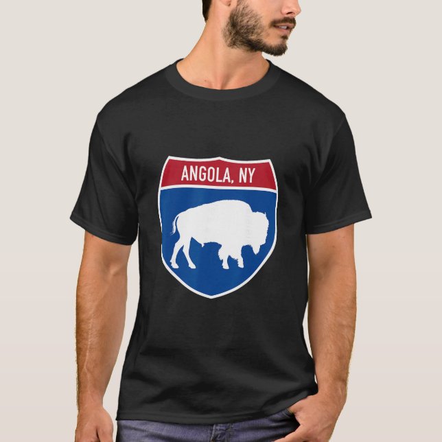 T-shirt Angola New York Buffalo Ny Highway Interstate Sign (Devant)