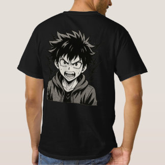 T-shirt Angry Anime Power Surge – Bold Black & White Manga