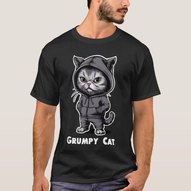 T-shirt Angry Annoying Bad Cat Grumpy Cat rétro (Devant)