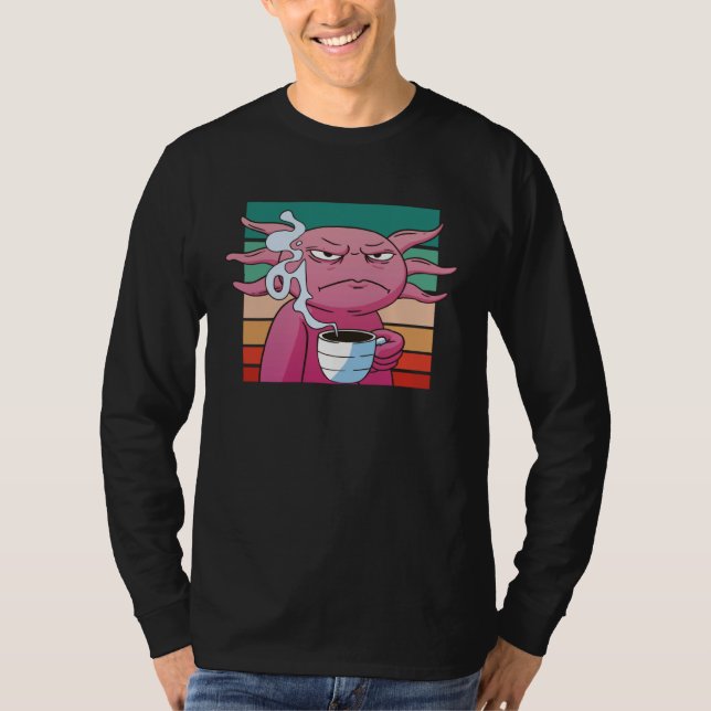 T-shirt Angry axolotl coffee cup evil eye annoyed (Devant)