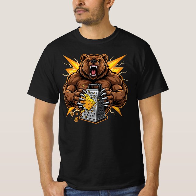 T-shirt Angry Bear Grating Cheese Grater Hater (Devant)