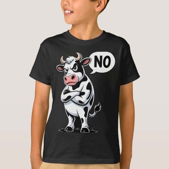 T-shirt Angry Cow No - Funny Cow Lover Dairy Farmer  (Devant)