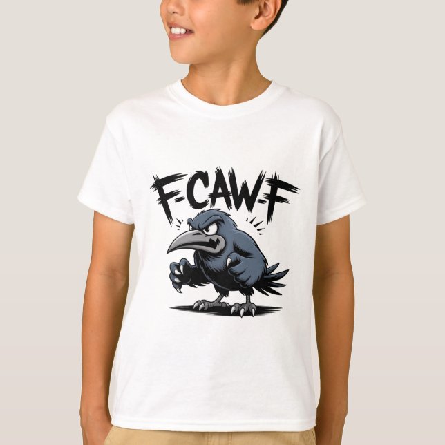 T-shirt Angry Crow “F-CAW-F ” – Edgy Cartoon Bird Design (Devant)