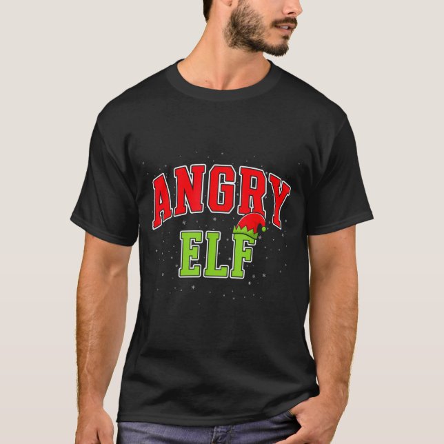 T-shirt Angry Elf Christmas Family Matching Group Xmas  (Devant)