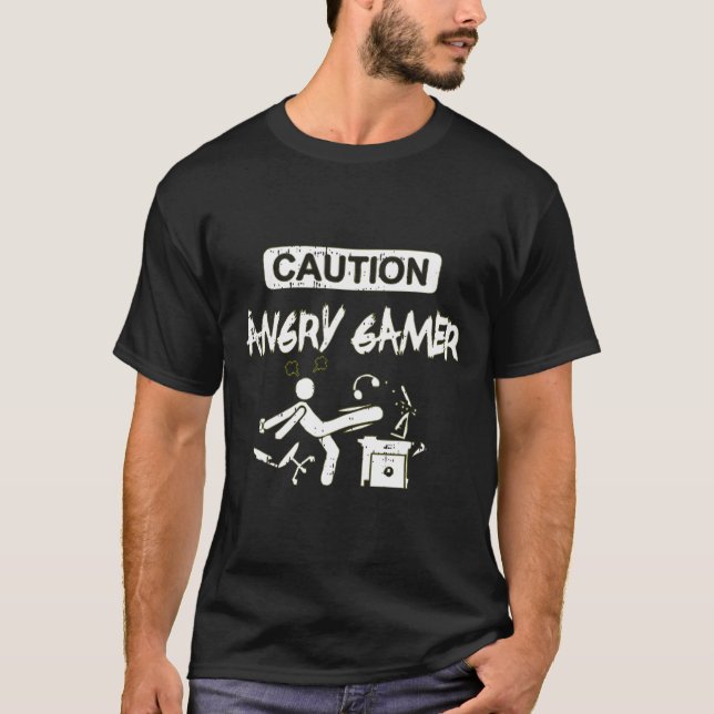 T-shirt Angry Gamer Computer Funny Video Game Gig (Devant)