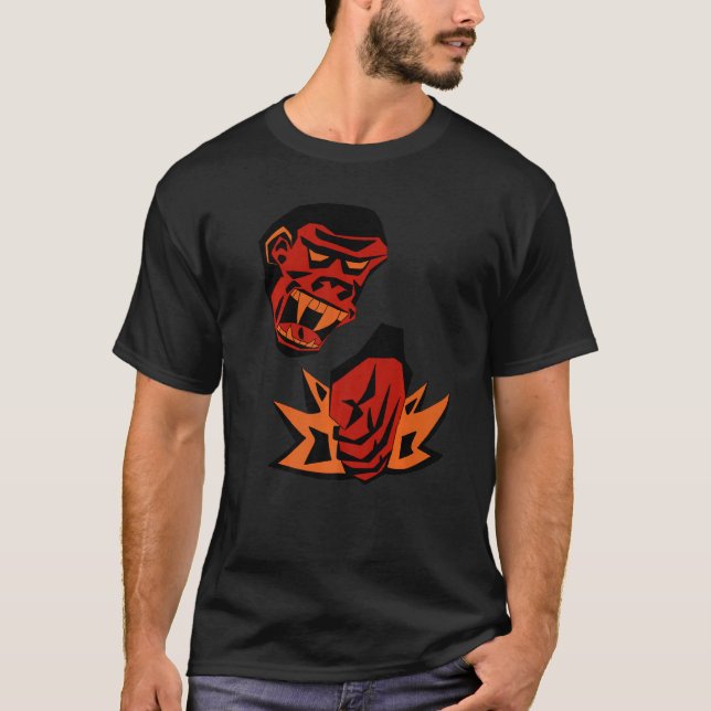 T-shirt Angry Gorilla Monkey Smashage Rage rouge orange gr (Devant)