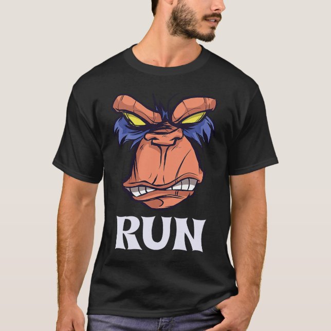 T-shirt Angry Monkey Face Dit Run Runway Miss Mood (Devant)