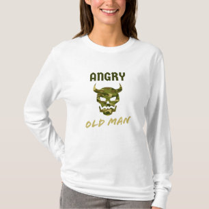 T-shirt Angry Old Man Camouflage Mens crâne