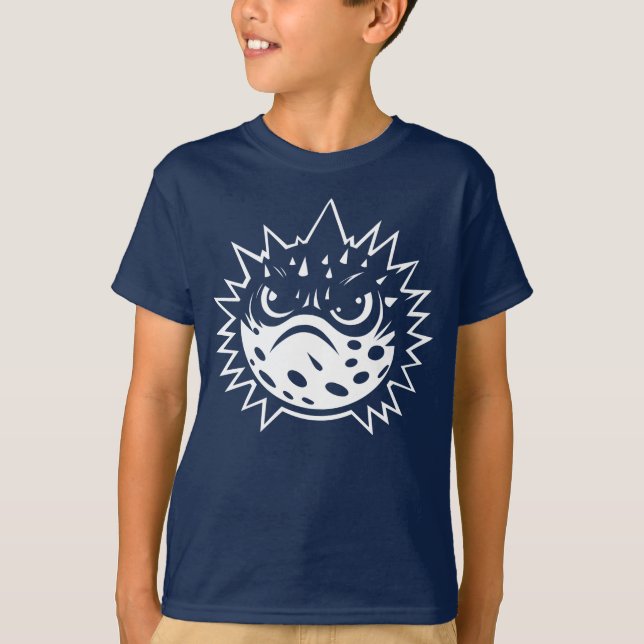 T-shirt Angry Puffer Fish Funny Introvert Beach Trip Kids (Devant)