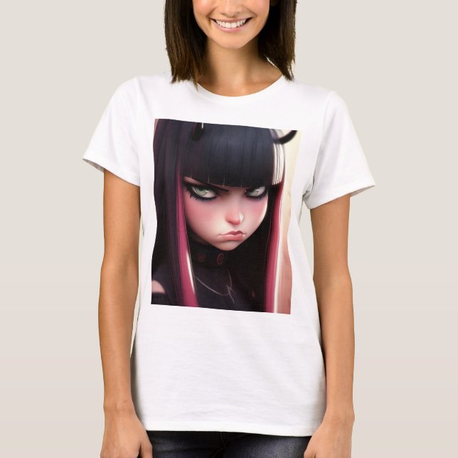 T-shirt Angry Punk Rocker Girl (Devant)