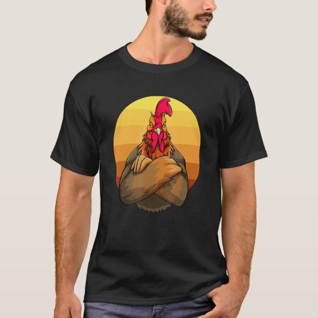 T-shirt Angry Rooster Sunset  Women Rude Hen Love 1 (Devant)