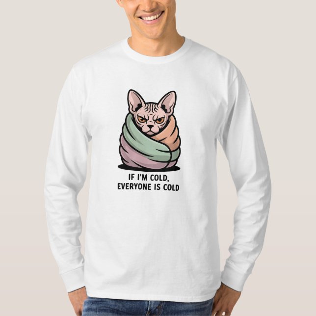 T-shirt Angry Sphynx Cat Cold Humor Cartoon Art (Devant)