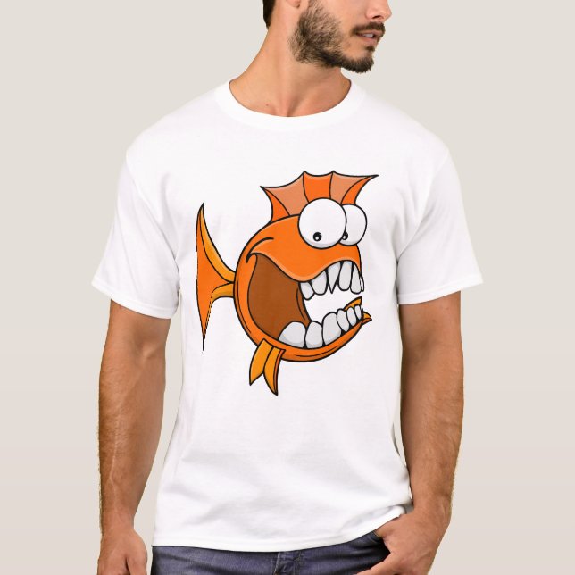 T-shirt Angry Toothy Orange Fish (Devant)