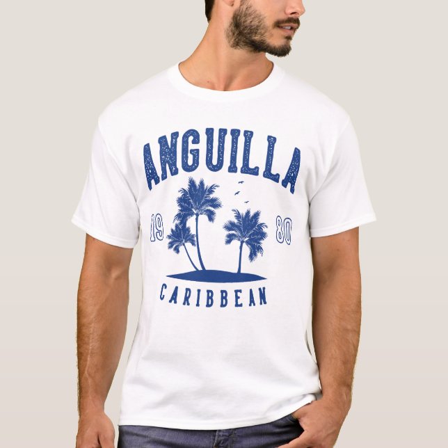 T-shirt Anguilla Caribbean Palm Tree 1980 (Devant)