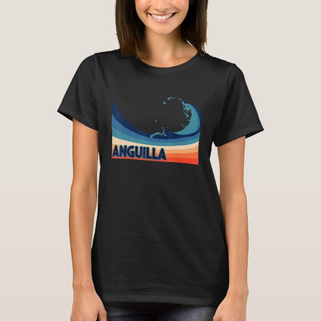 T-shirt Anguilla Caribbean Retro Surf Voile & Pêche V (Devant)