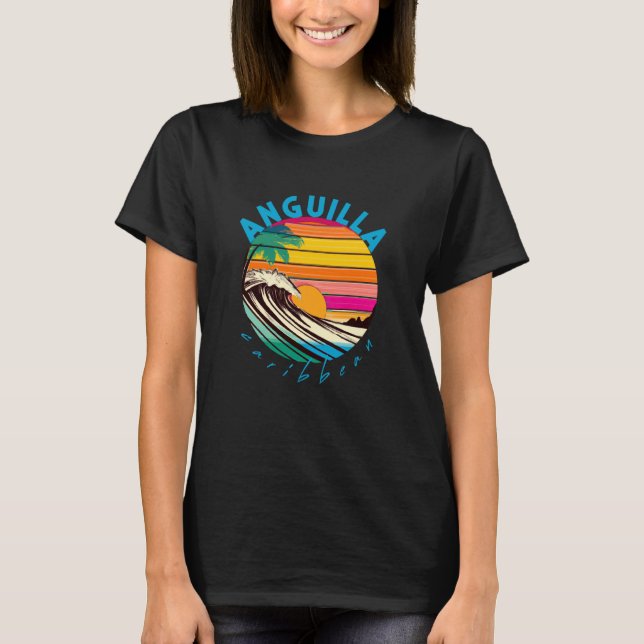 T-shirt Anguilla Retro 1980s Style Beach (Devant)