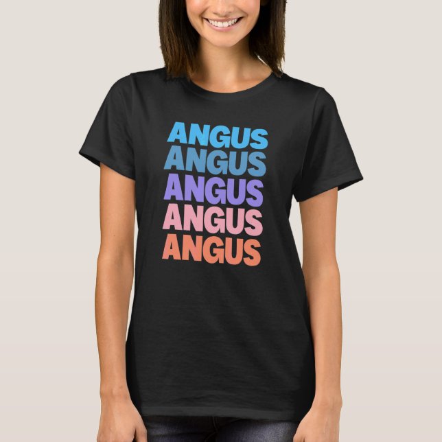 T-shirt Angus de texte répété moderne (Devant)