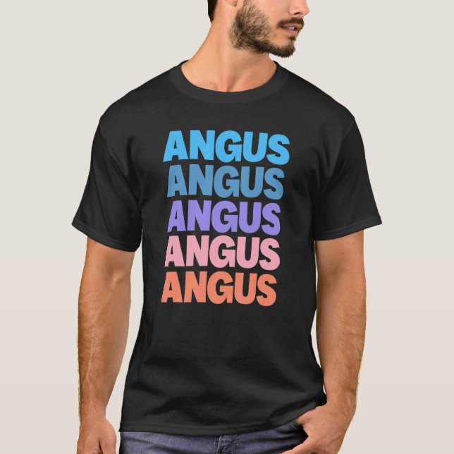 T-shirt Angus de texte répété moderne (Devant)