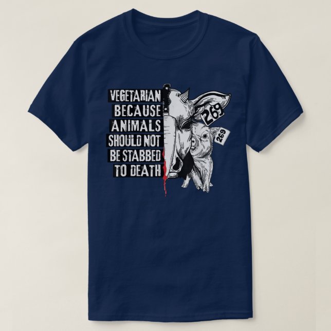 T-shirt Animal Activist animals not be stabbed  (Design devant)