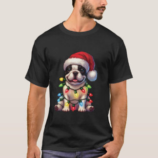 T-shirt Animal animal Français bulldog Amour Santa hat Chr