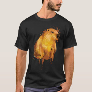 T-shirt Animal Capybara Water Pig Style Watercolour