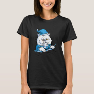 T-shirt Animal Chat Dormant Sommeil Pour Maison Pyjama Nui