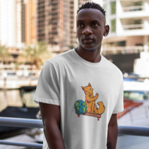T-shirt Animal Chat Jouer Avec La Planète