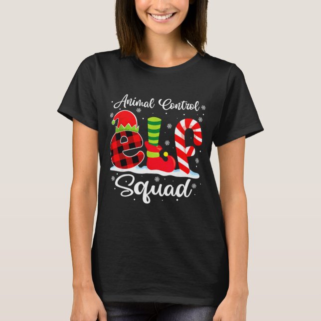T-shirt Animal Control Elf Squad Christmas Officer Matchin (Devant)