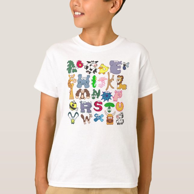 T-shirt animal d'alphabet (Devant)