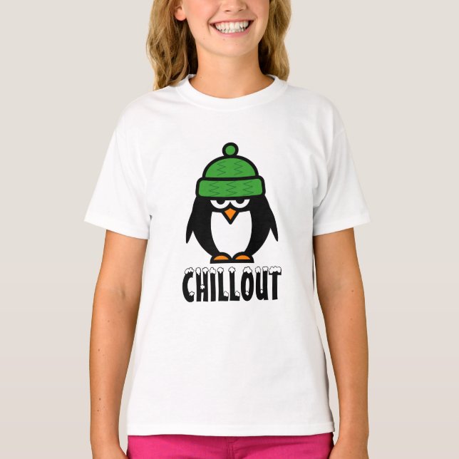 T-shirt animal de bande dessinée de pingouin (Devant)