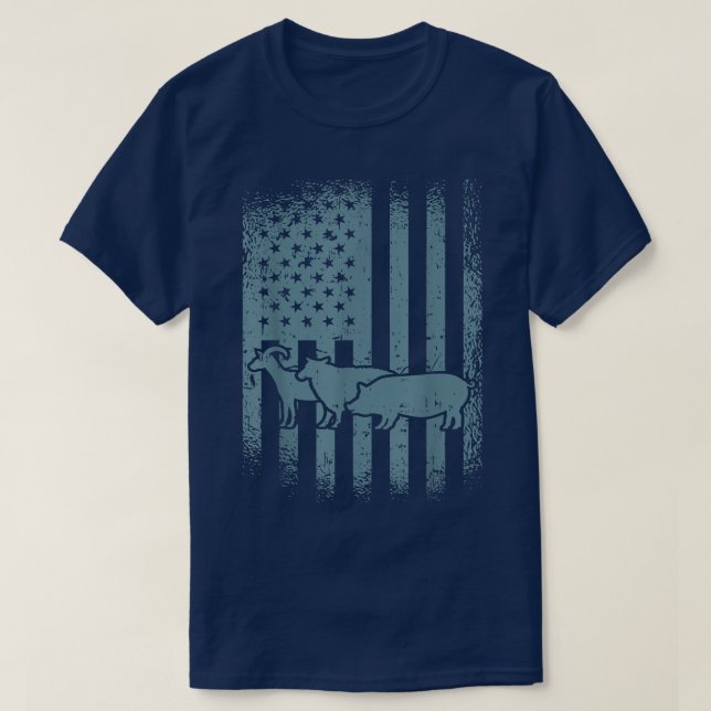 T-shirt Animal de ferme patriotique Drapeau américain Vach (Design devant)
