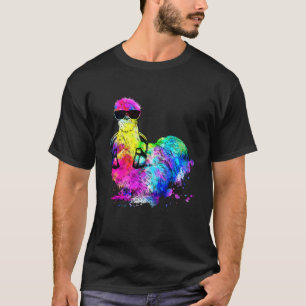 T-shirt Animal de ferme Poule Silkie Pop Rétro avec casque