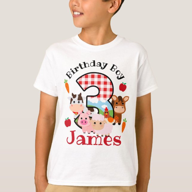 T-shirt Animal de ferme Troisième anniversaire 3e | Annive (Devant)