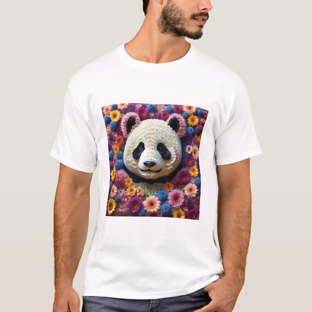 T-shirt animal de fleur panda (Devant)
