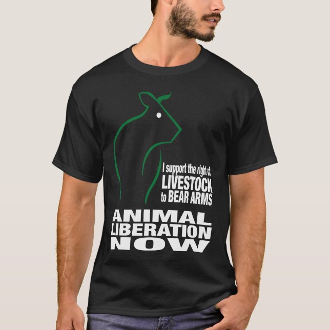 T-shirt animal de noir de libération (Devant)
