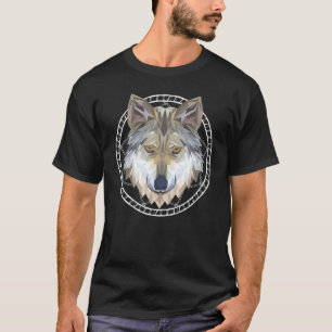 T-shirt Animal de tête de loup géométrique