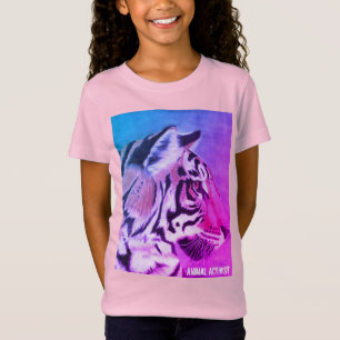 T-shirt animal de tigre de rose de l'activiste de