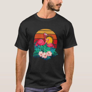 T-shirt Animal de zoo Tropic été lever de soleil Flamant r
