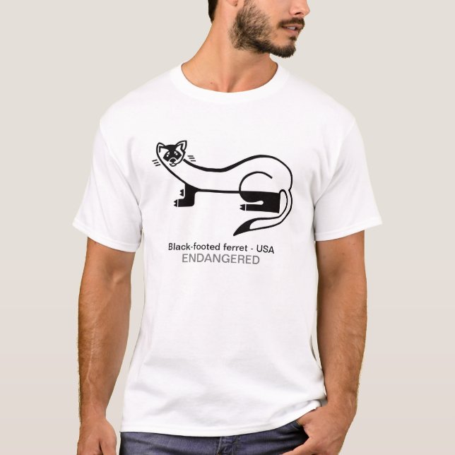 T-shirt Animal en voie de disparition - FERRET à pieds noi (Devant)