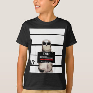 T-shirt Animal Ferret Tee Funny Ferret, Voleur, Mugshot, C