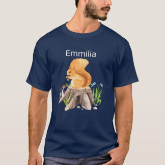 T-shirt Animal forestier écureuil avec nom famille Emmilia